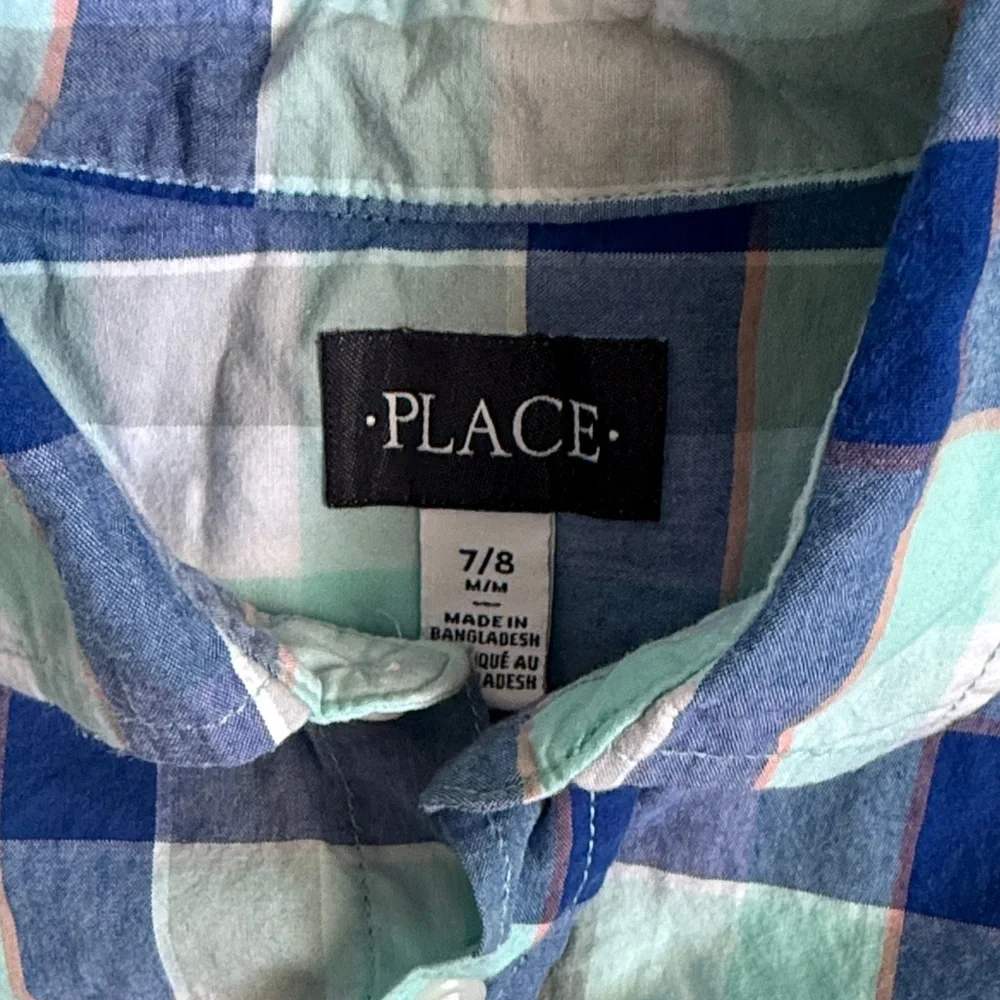 ✨ The Children’s Place Blue and Green Plaid Button Down Shirt